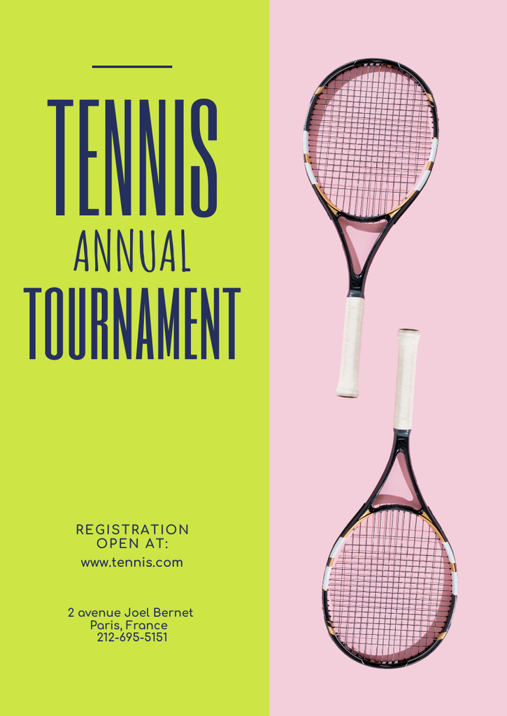 Annual Tennis Tournament Announcement Poster A3 Tasarım Şablonu