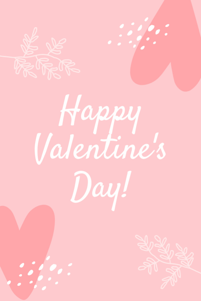 Valentine's Day Greeting in Pink Postcard 4x6in Vertical Design Template