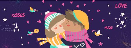 Valentine's Day Greeting with kissing Couple Facebook cover – шаблон для дизайна