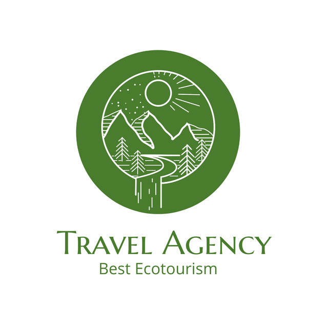 Eco Tourism Services on Green Animated Logo Design Template