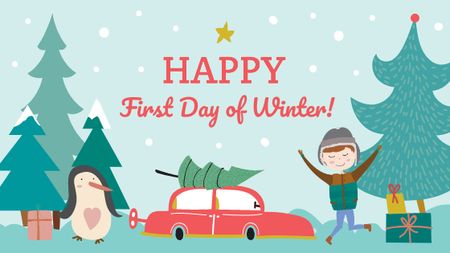 First day of winter with Happy Kid Title – шаблон для дизайна