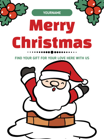 Plantilla de diseño de Venta navideña de regalos con Happy Santa Poster US 