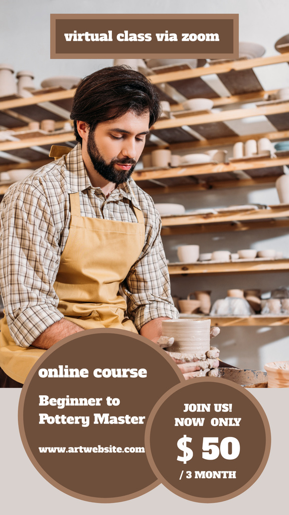 Pottery Online Course For Beginners Promotion Instagram Story Tasarım Şablonu
