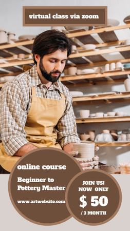 Designvorlage Pottery Online Course For Beginners Promotion für Instagram Story