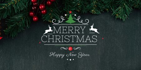 Platilla de diseño Christmas and New Year Greetings with Deers Image