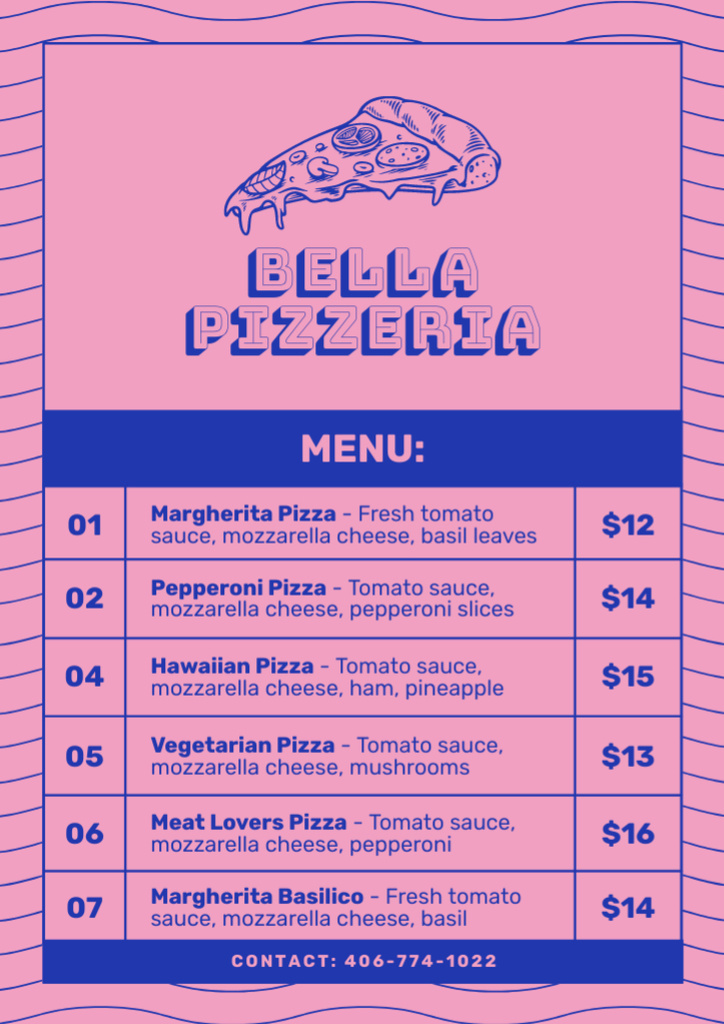 Szablon projektu Delicious Variety Pizza Offer on Pink Menu