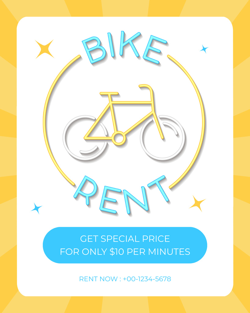 Bikes Rent Offer with Simple Icon Online Instagram Post Vertical Template