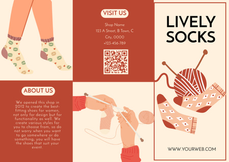 Sale of Handmade Knitted Socks Brochure Design Template
