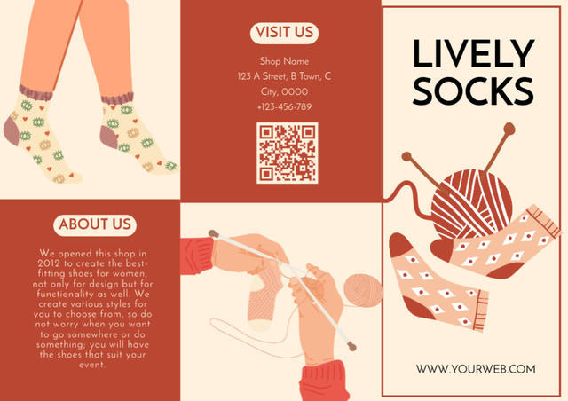 Sale of Handmade Knitted Socks Brochureデザインテンプレート