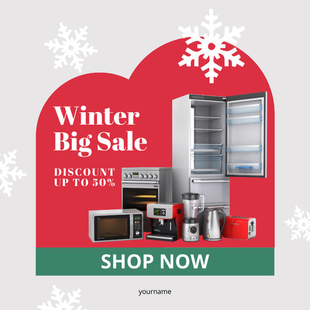 Platilla de diseño Big Winter Sale Announcement for Household Appliances Instagram