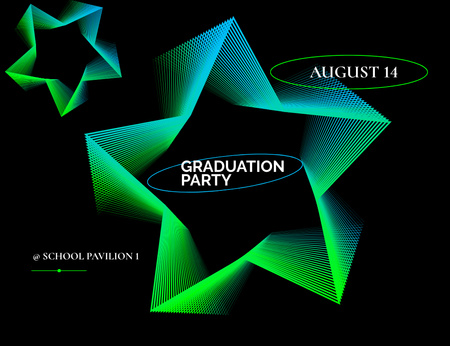 Graduation Party Announcement With Stars Invitation 13.9x10.7cm Horizontal tervezősablon