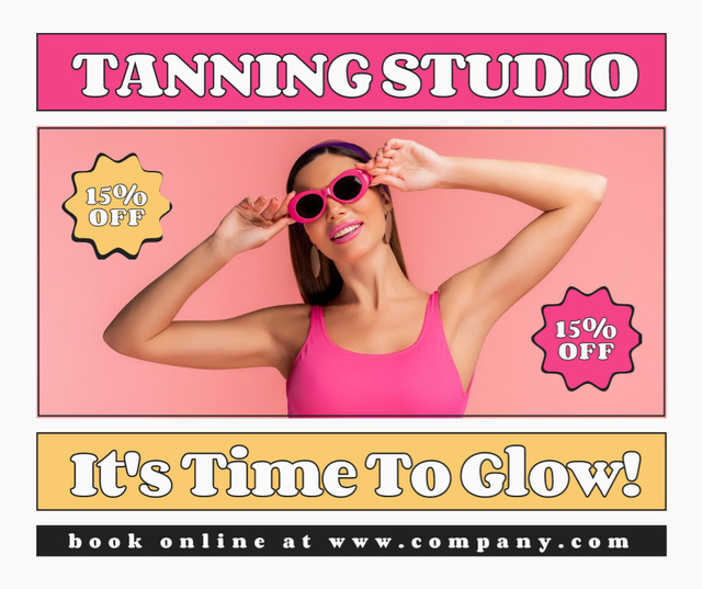 Online Booking of Session at Tanning Studio Facebookデザインテンプレート