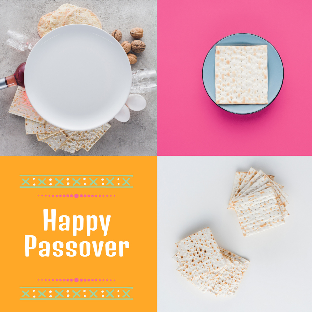 Plantilla de diseño de Happy Passover Greeting with Matzo Instagram 