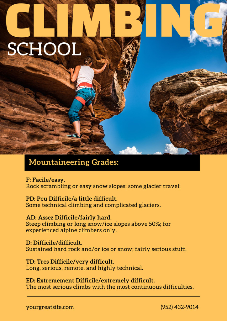 Climbing School Ad Poster Tasarım Şablonu