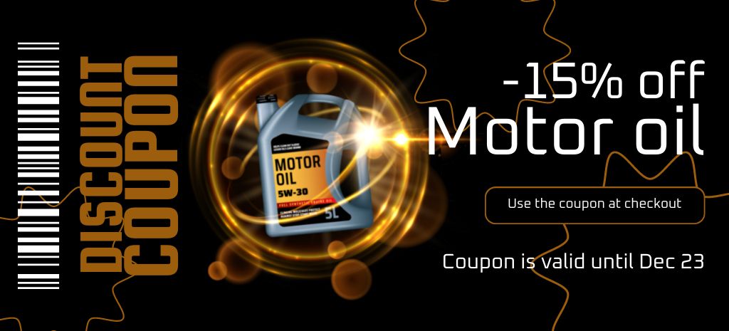 Discount Voucher for Motor Oils on Black Coupon 3.75x8.25in Design Template
