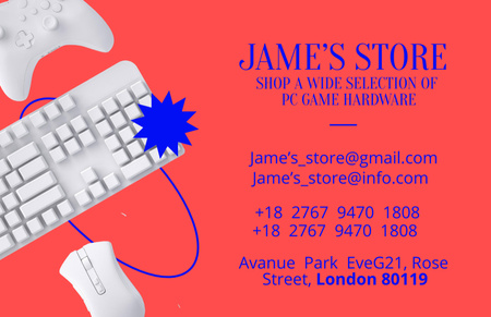 Modèle de visuel Video Game Gadget Store Contact Details - Business Card 85x55mm