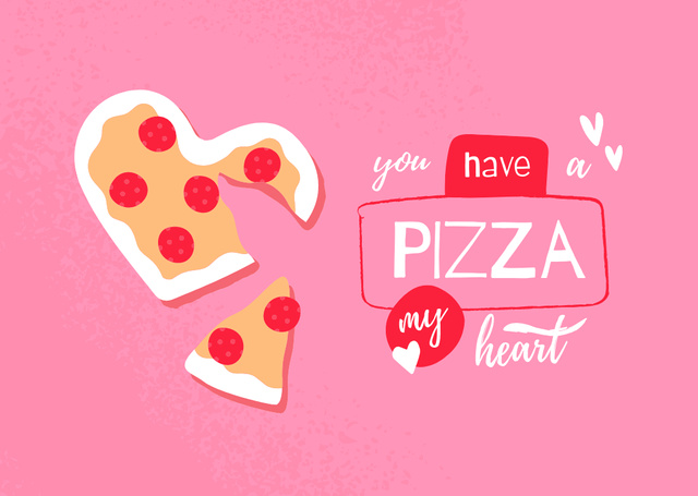 Cute Pizza in Heart Shape Card – шаблон для дизайну