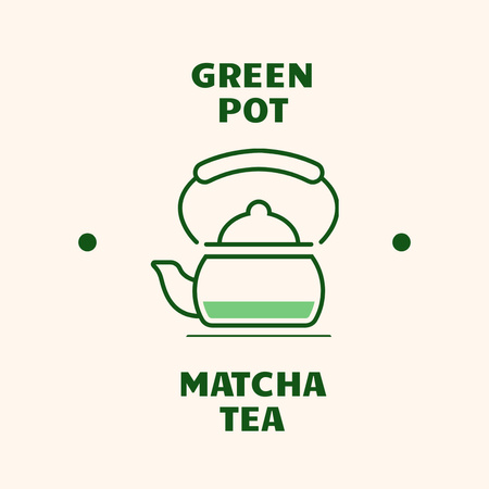 Emblem with Matcha in Kettle Logo 1080x1080pxデザインテンプレート