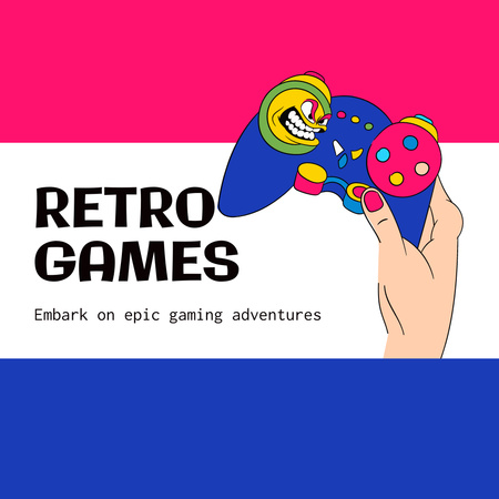Konsol Promosyonu ile Mükemmel Retro Oyunlar Animated Logo Tasarım Şablonu