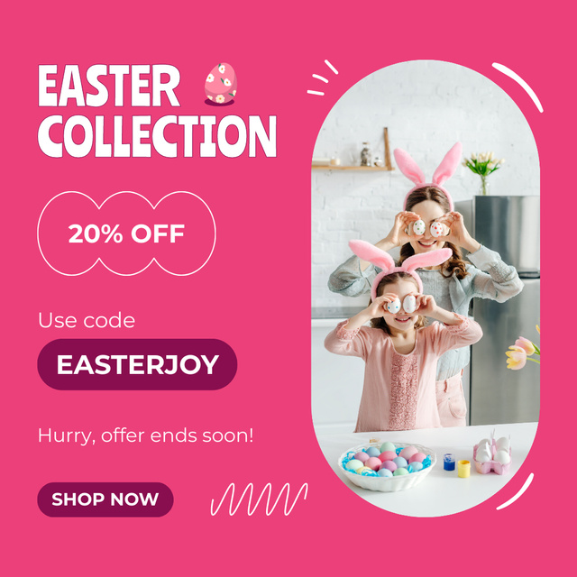 Easter Collection Announcement with Cute Family celebrating Animated Post Tasarım Şablonu