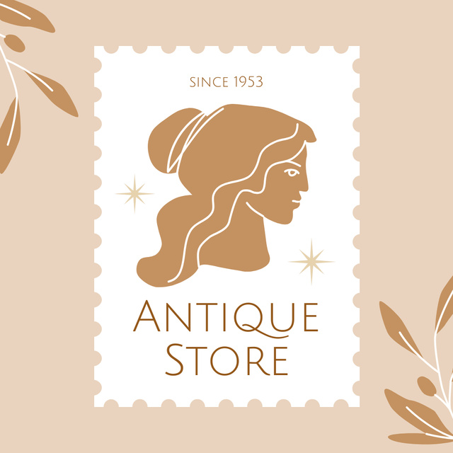 Lovely Antique Store Emblem Promotion Animated Logo tervezősablon