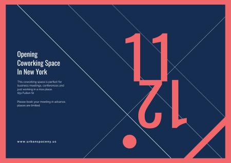 Opening coworking space announcement Poster B2 Horizontal Design Template