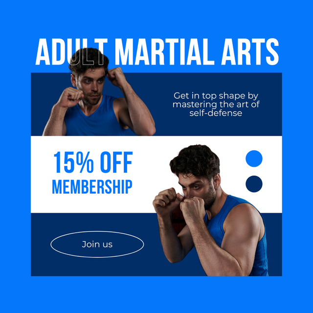 Szablon projektu Promo of Adult Martial Arts with Confident Fighter Instagram AD
