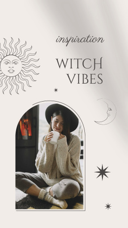 Designvorlage Halloween Witchcraft Inspiration with Girl in Hat für Instagram Story