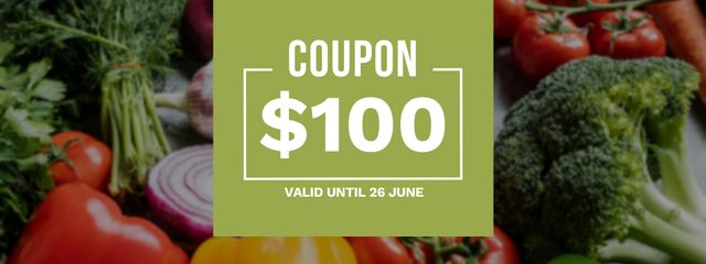 Fresh and Healthy Vegetables Store Promotion Couponデザインテンプレート