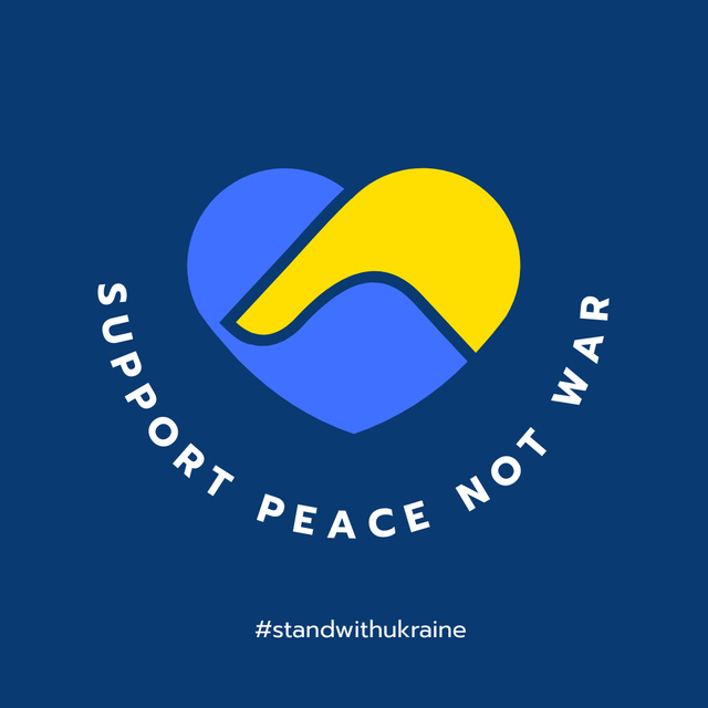 Platilla de diseño Appeal to Maintain Peace in Ukraine with Yellow-Blue Heart Instagram