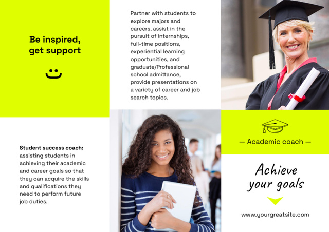Tutor Services Offer with Collage of Students Brochure Din Large Z-fold – шаблон для дизайну