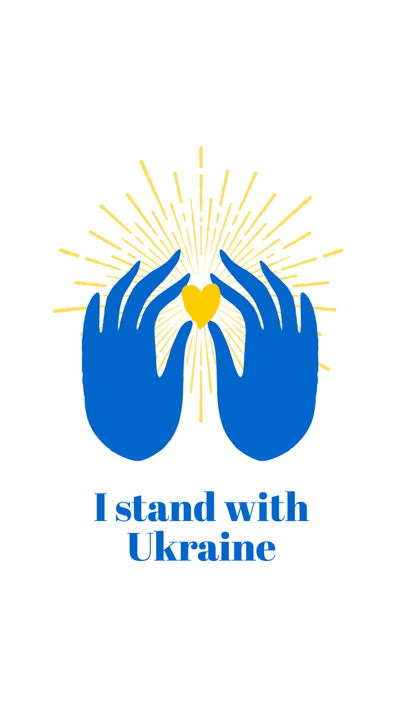 Ontwerpsjabloon van Instagram Story van Hands With Heart Reflecting Our Sincere Support to Ukraine