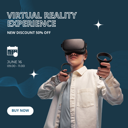 Man in Virtual Reality Glasses Instagram Tasarım Şablonu
