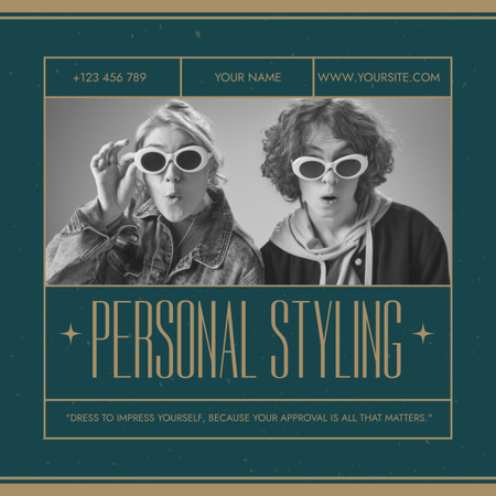 Funky Women on Personal Styling Services Ad LinkedIn post Design Template