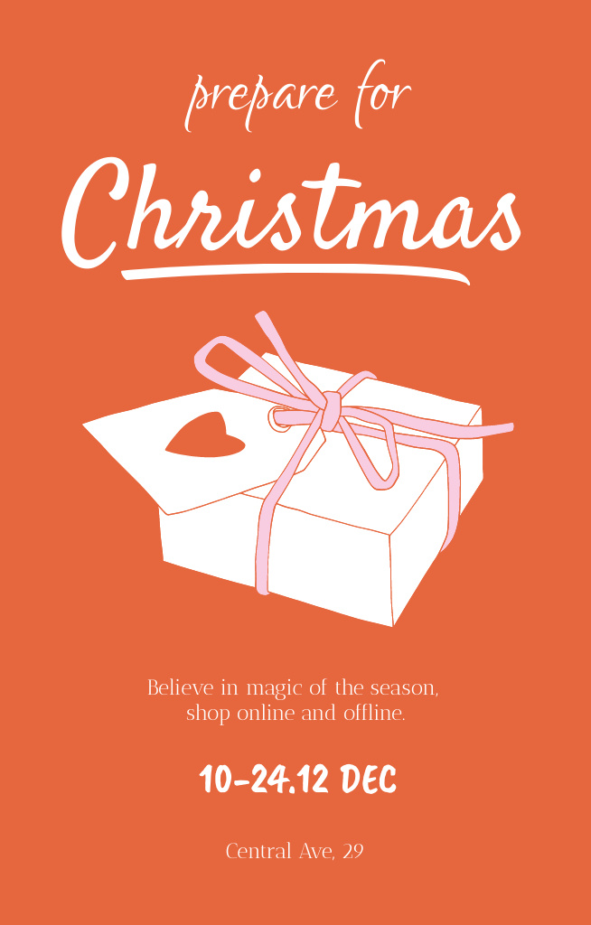 Festive Christmas Gift And Shopping on Red Invitation 4.6x7.2in Šablona návrhu