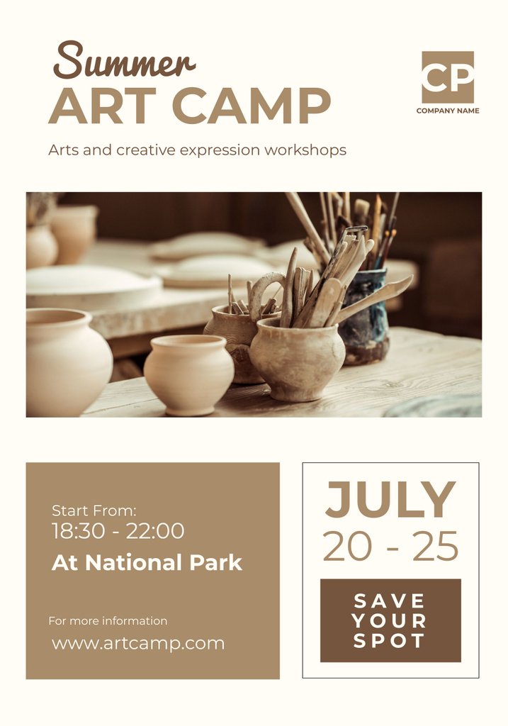 Summer Art Camp Dates Announcement Poster 28x40in Πρότυπο σχεδίασης