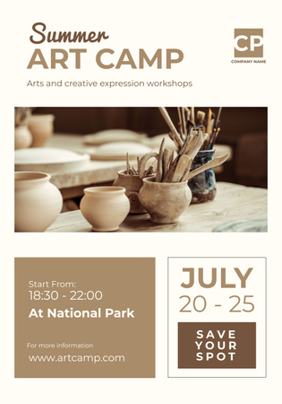 Plantilla de diseño de Anuncio de fechas del campamento de arte de verano Poster 28x40in 