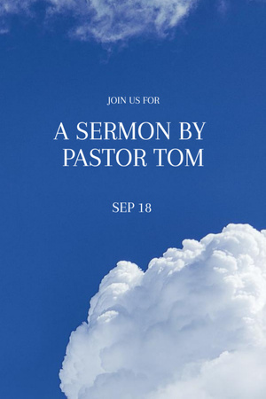 Anúncio do sermão da igreja com nuvens no céu azul Flyer 4x6in Modelo de Design
