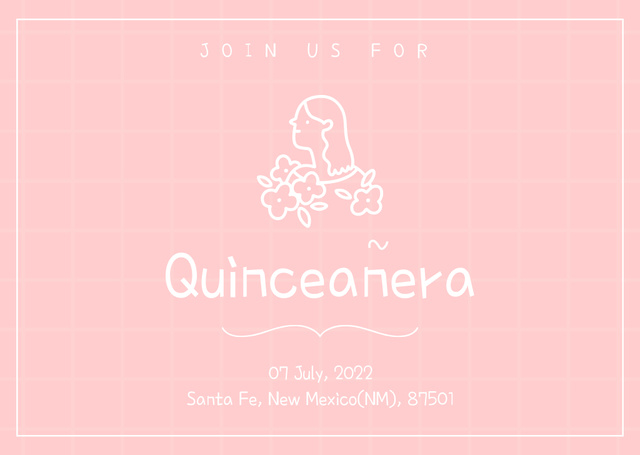 Plantilla de diseño de Celebration Invitation Quinceañera with Girl with Flowers Postcard 