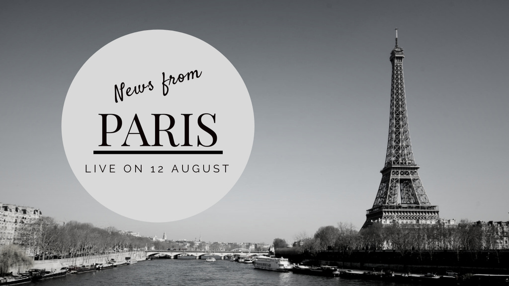 Plantilla de diseño de Live News From Paris Youtube Thumbnail 