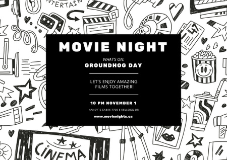 Movie night event on Groundhog Day Poster B2 Horizontal Design Template