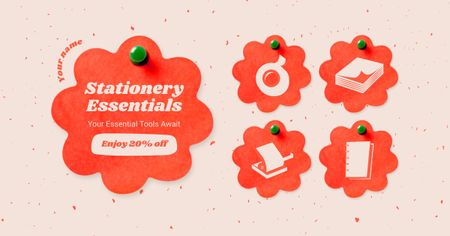 Stationery Shops Discount On Essential Products Facebook AD Design Template