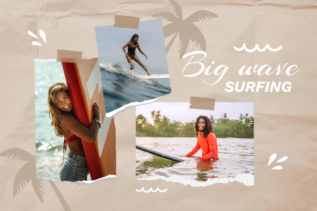 People on Surfing Mood Board Design Template