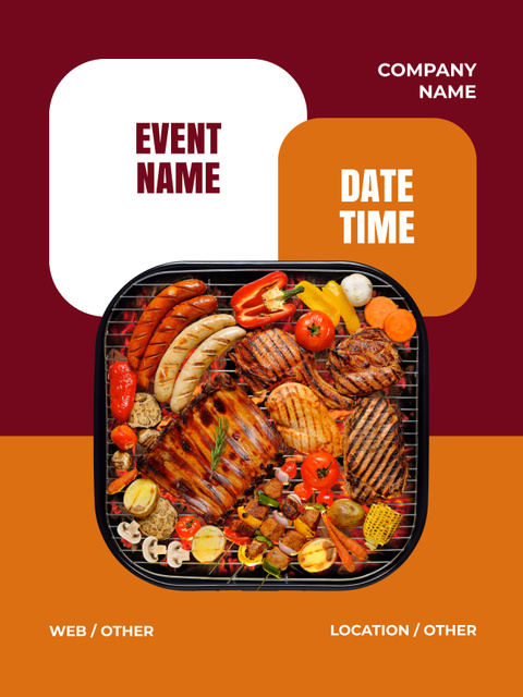 Assorted Meat and Grilled Vegetables Poster US – шаблон для дизайна