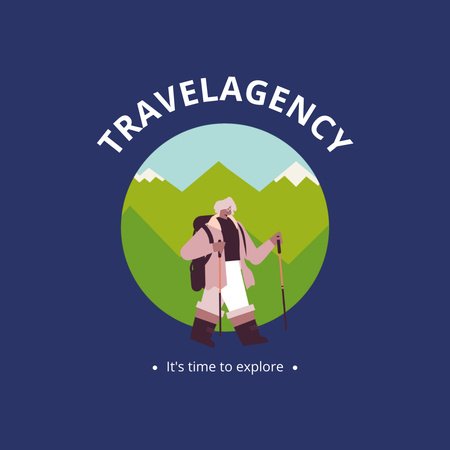 Horská turistika a aktivní turistika Animated Logo Šablona návrhu