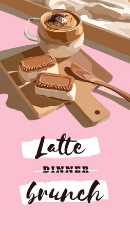 Ontwerpsjabloon van Instagram Video Story van Illustration of Latte and Cookies