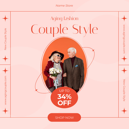 Fashion Couple Style For Elderly With Discount Instagram Design Template