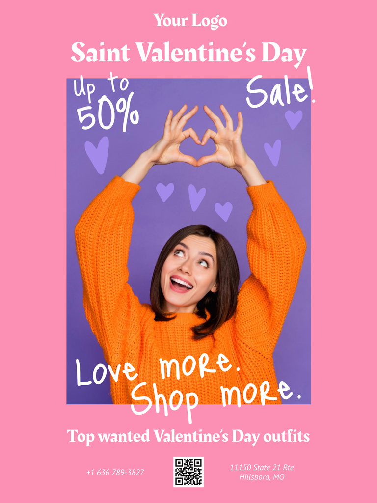 Discount Offer on Valentine's Day Outfits Poster US Πρότυπο σχεδίασης