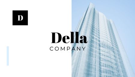 Modèle de visuel Building Company Ad with Glass Skyscraper in Blue - Business Card US