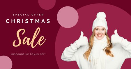 Winter Clothing Christmas Sale Offer Magenta Facebook AD Design Template